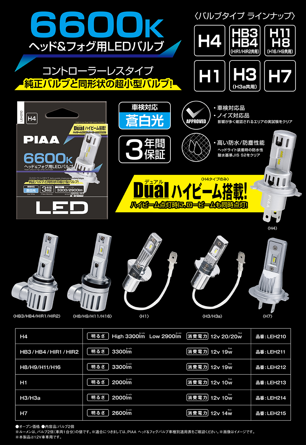 ☆ PIAA ピア LEDヘッドライトバルブ 3600/2 LEH100 595